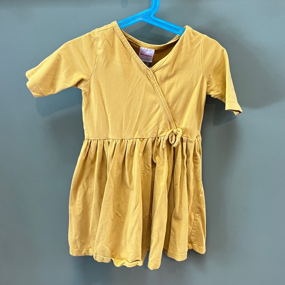 Hanna Andersson Yellow Wrap Dress Short Sleeve Toddler Kids Size 5 / 110cm US 5